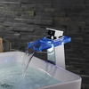 Contemporary Color Changing Led Single Handle Waterfall Bathroom Sink Faucet Image