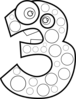 Animal Number Three Lineart Clip Art