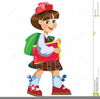 Little Girl Going To School Clipart Image