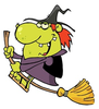 Funny Looking Old Cartoon Witch Riding Her Broomstick Smu Image