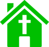 Green Church House Clip Art