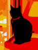 Black Cat On Tower In Living Room Crop Vector Colour Contrast Enhance Image