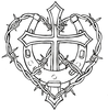 Cross And Horseshoe With Barbed Wire Tattoo Design Image