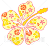 Clipart Illustration Of A Yellow Hawaiian Hibiscus Flower With A Pink Yellow And Orange Floral Pattern On The Petals Image