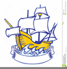 Santa Sailing Clipart Image