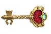 Golden Fantasy Key With Red Glitter Heart Isolated Over White Image