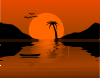 Sunset Water Scene Clip Art