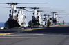 Three Ch-46 Sea Knight Helicopters Prepare To Launch From The Flight Deck Aboard Uss Wasp (lhd 1) Image