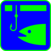 Ice Fishing (blue With Green Fish) Clip Art