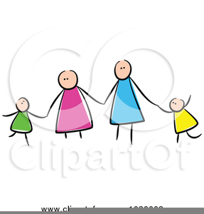 family cartoon of 4 two daughters