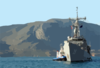 Uss Doyle (ffg 39) Is Assisted By Greek Tugs As She Arrives For A Brief Port Visit At Souda Bay. Clip Art