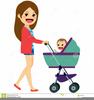 Mom Stroller Clipart Image