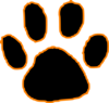 Black Tiger Paw Print With Orange Outline Clip Art