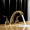 Antique Brass Finish Widespread Bathroom Sink Faucet--faucetsuperdeal.com  Image