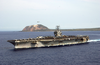 He Aircraft Carrier Uss Carl Vinson (cvn 70) Steams Away From Mount Suribachi And The Island Of Iwo Jima Image