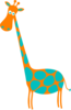 Giraffe Orange With Teal Dots Clip Art