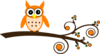 Orange Owl On Branch Clip Art