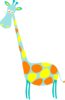 Giraffe Teal Lt Teal With Orange And Yellow Dots Clip Art