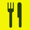 Yellow And Green Knife And Fork Sq Clip Art