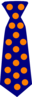 Navy Blue Tie With Orange Polka Dots Clip Art