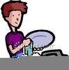 Boy Washing Dishes Clipart Image