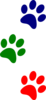 Paws Green Red Blue Clip Art