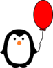 Penguin With Red Balloon Clip Art