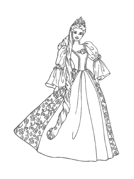 Barbie Princess Coloring Pages | Free Images at Clker.com - vector clip art  online, royalty free & public domain