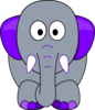 Grey Elephant, Purple Accents Clip Art