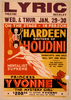 On The Stage - In Person, Hardeen, Brother Of Houdini Handcuffs And Jails Will Not Hold Him : The Greatest Mystery Show Of All Times.  Mentalist Supreme, Princess Yvonne, The Mystery Girl.  Image