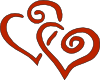 Red Curly Hearts Clip Art