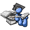 Clip Art Graphic Of A Blue Guy Character In A Graduation Cap Reading A Book By Jester Arts Image