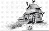 Black And White Cabin Clipart Image