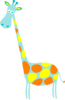 Giraffe Lt Teal With Yellow And Orange Spots Clip Art