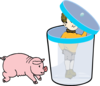 Boy In A Bin With Pig Clip Art