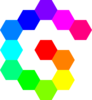12 Hexagon Spiral Rainbow Clip Art
