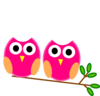 Pink Owls On Branch Clip Art