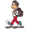 Boy Walking To School Clipart Image