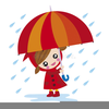 Girl With Umbrella In Rain Clipart Image