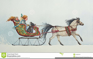 Christmas Horse And Carriage Clipart Image