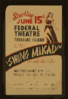 Federal Theatre [on] Treasure Island  Swing Mikado  A Cast Of 100 : Sensational Success : Hot From New York : The Big Hit Of The Golden Gate International Exposition. Clip Art
