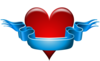 Red Heart With Blank Blue Ribbon Clip Art