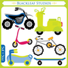 Kids Riding Bikes Clipart Image
