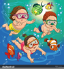 Children Swimming Clipart Image