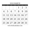 March Calendar With Large Dates Image