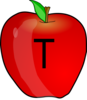 Letter  T Red Apple  Clip Art