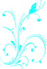 Teal Butterfly And Scrolls Clip Art