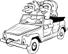 Girl And Boy Driving Car Cartoon Outline Clip Art