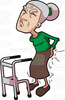 Old Woman With Walker Clipart Image