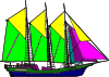 Large Sailing Ship Yellow Purple Clip Art